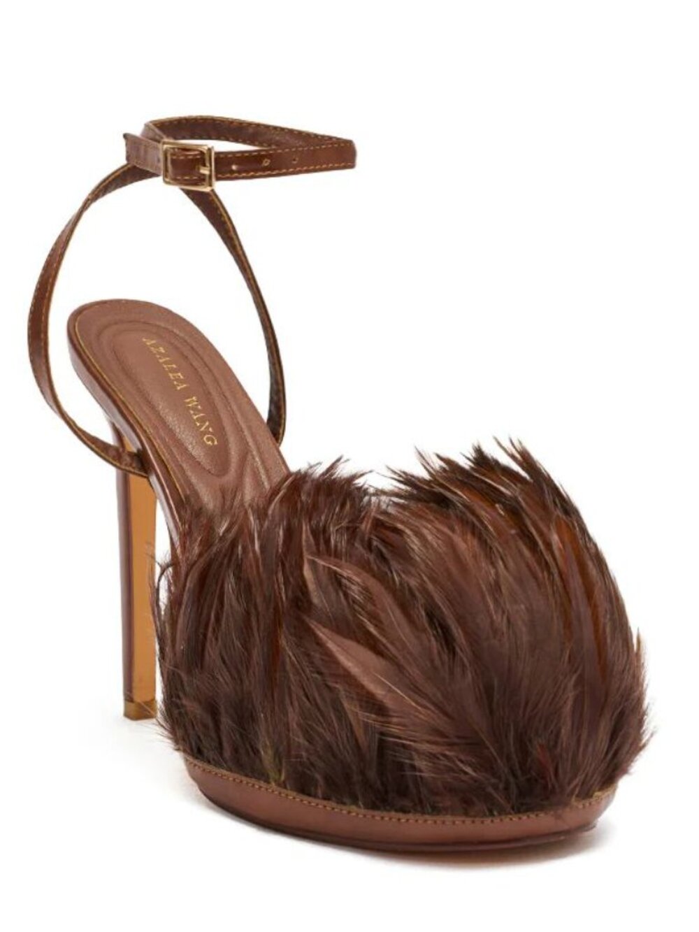 AZALEA WANG Angeles Feather Stiletto Heels Sandals Size 6 Brown NEW $109 - Picture 3 of 14